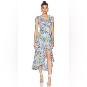 Poupette St Barth Aude Midi Dress in Blue Ailes